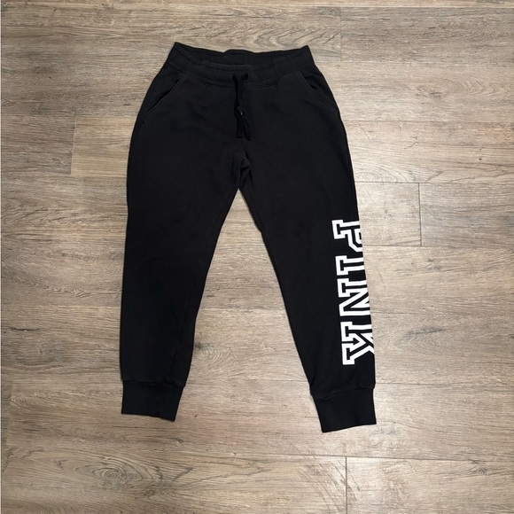 Black pink victoria Joggers with White Print m - Picture 1 of 4